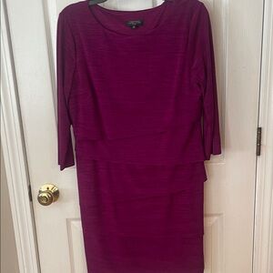 Tahari Magenta Long Sleeve Dress